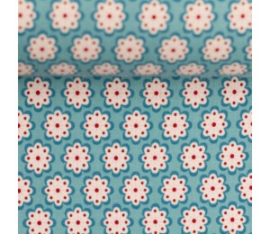 Baumwolle - Julia Blumen türkis